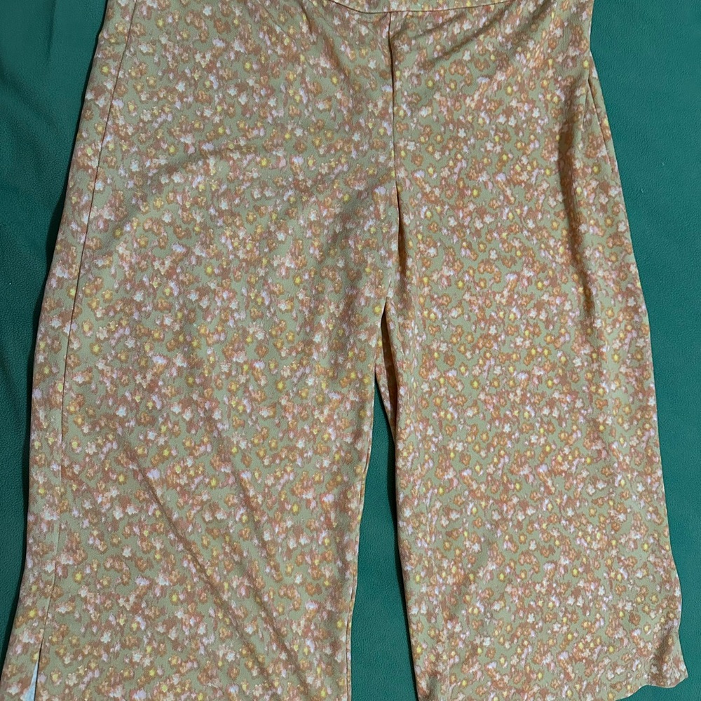 Isaac Mizrahi Live! Pebble Knit Floral Print Wide Leg Cropped Pants Size XL